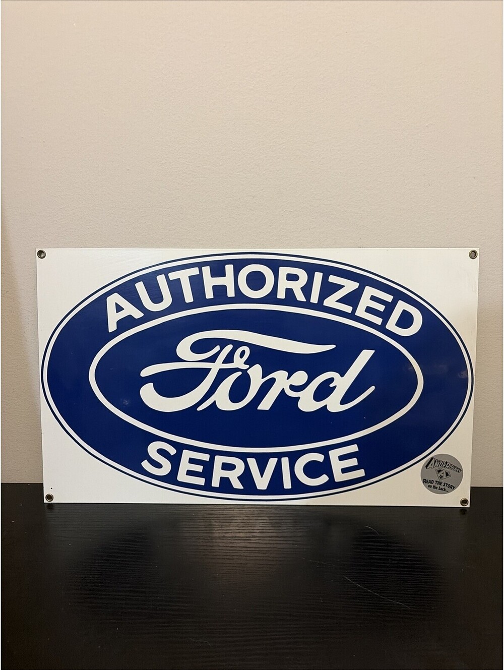 AUTHORIZED FORD SERVICE Porcelain Enameled Steel Sign 18”x 11” by Ande Rooney.